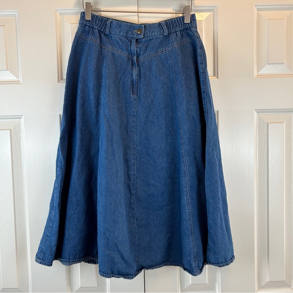 Koret Dark Blue Denim Panel Midi Skirt